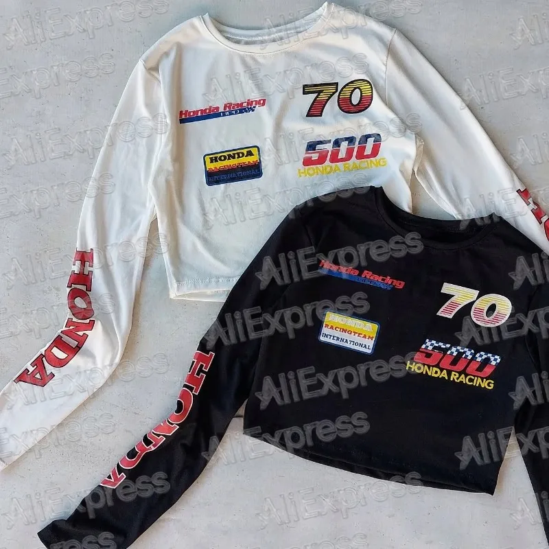 

Honda Spicy Girl Slim Fit Motorcycle Sport Long Top Women's Street 3D Printed T-shirt Thin Summer Autumn Fashion Wild Base Shirt