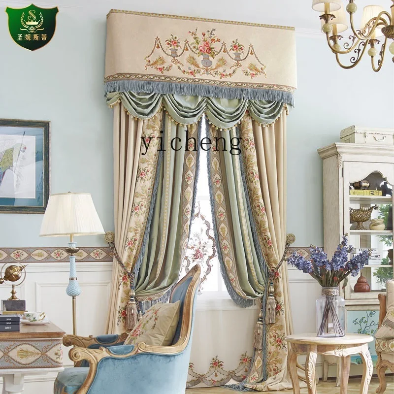 

ZZ Custom High-End Embroidered Curtains Blackout Bedroom Light Luxury New Living Room Elegant Luxurious Curtains