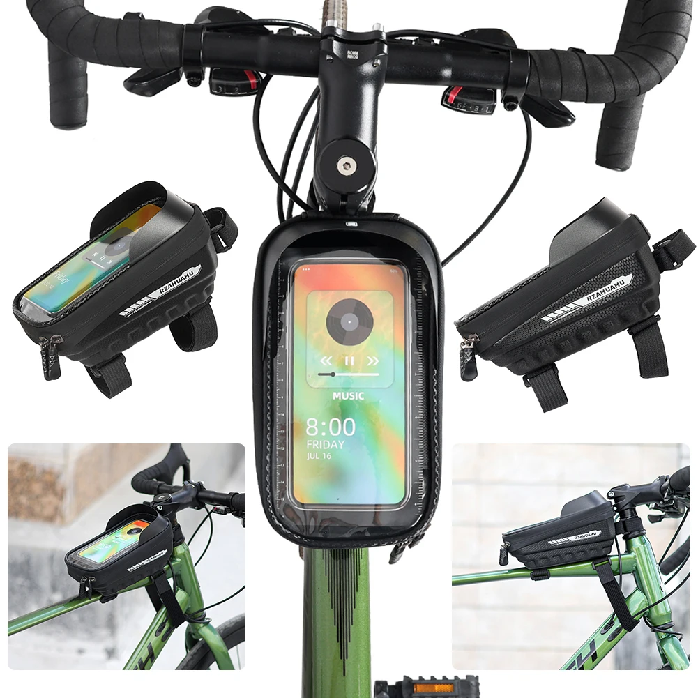 

Передняя трубчатая рамка с сенсорным экраном, сумка для шоссейного велосипеда MTB, сумка для передней рамы велосипеда, водонепроницаемый держатель для телефона MTB, подходит для 7-в телефонов