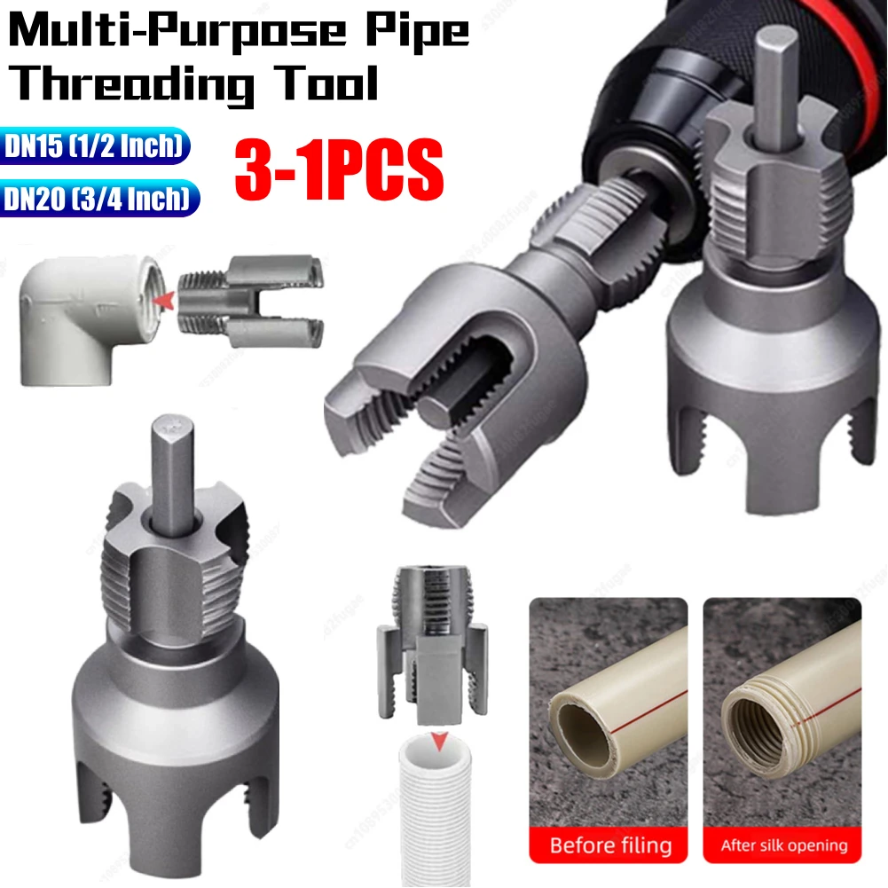 

DN15 DN20 Pipe Threading Tool Hex Shank Die Integrated Internal External Threads Detachable 1/2" 3/4" PPR PVC Pipe Threader Kit