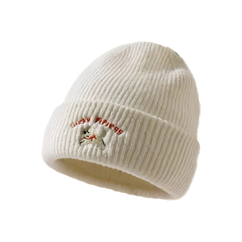 

Шерстяная вязаная шапка с вышивкой собаки из мультфильма, женская осенне-зимняя защита ушей, морозостойкая шапка