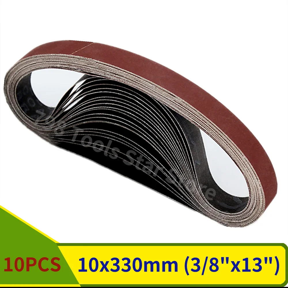 

10Pcs 330*10mm Grinding Sanding Belts P40 - P1000 Grit Abrasive Sanding Screen Band for Wood Soft Metal Grinding Polishing Tool