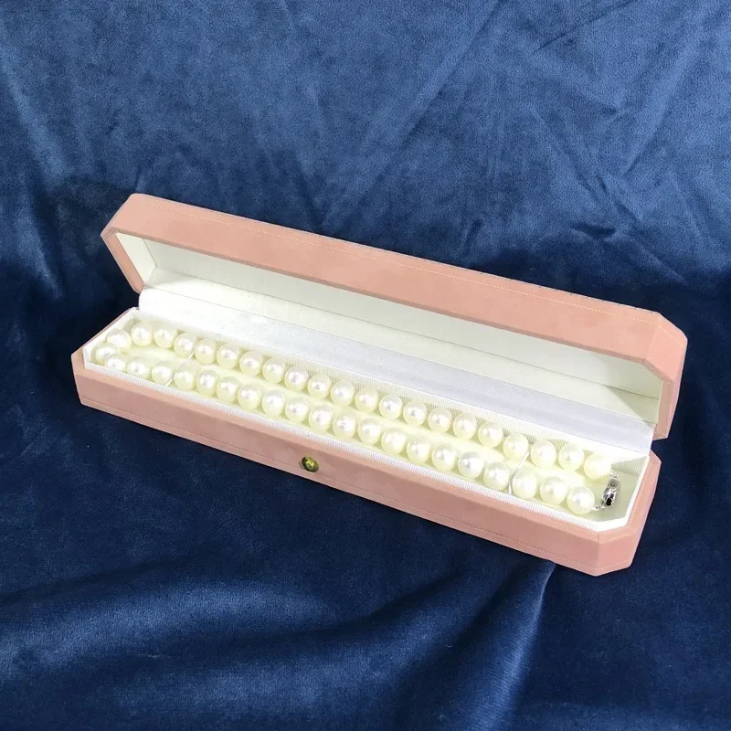 

1 piece octagonal velvet jewelry box with gold lace decorative necklace - soft lined modern gift jewelry box for bracelet