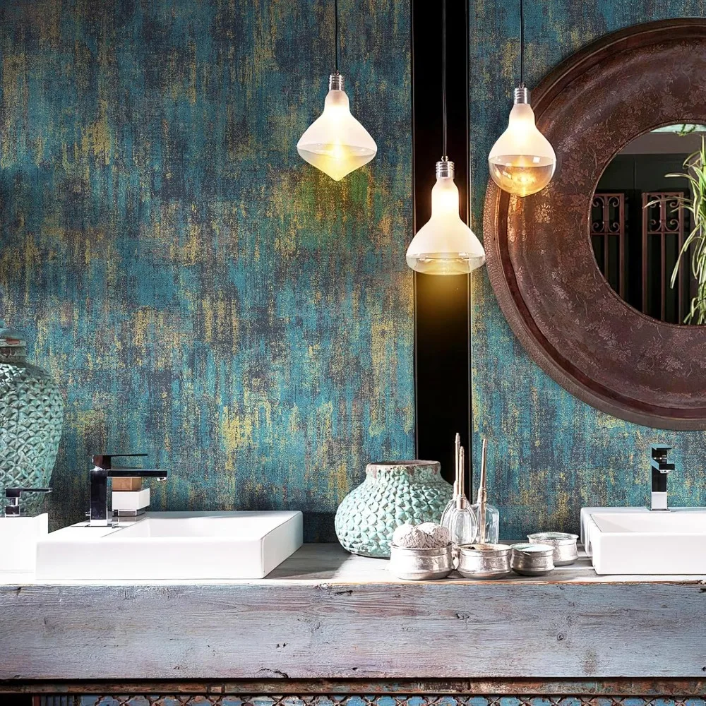 ورق جدران JiffDiff عتيق معدني قابل للتقشير واللصق ورق حائط خرساني معدني صناعي عصا حديثة على ورق جدران ذاتي اللصق