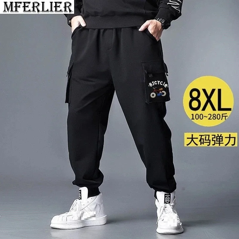 

plus size 8XL 140kg spring summer Men Cargo Pants Pockets Casual sports sweatpants Safari Style out door elastic Pants