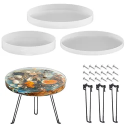 60cm/24in Homemade Oversized Round Table Ornaments Ocean River Table Silicone Mold Table Crystal Epoxy Resin Mold Home Decor