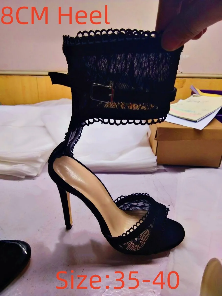 

Women Black Lace Sequin Pointed Toe High Heel Pumps Elegant Stiletto Heel Party Wedding Shoes
