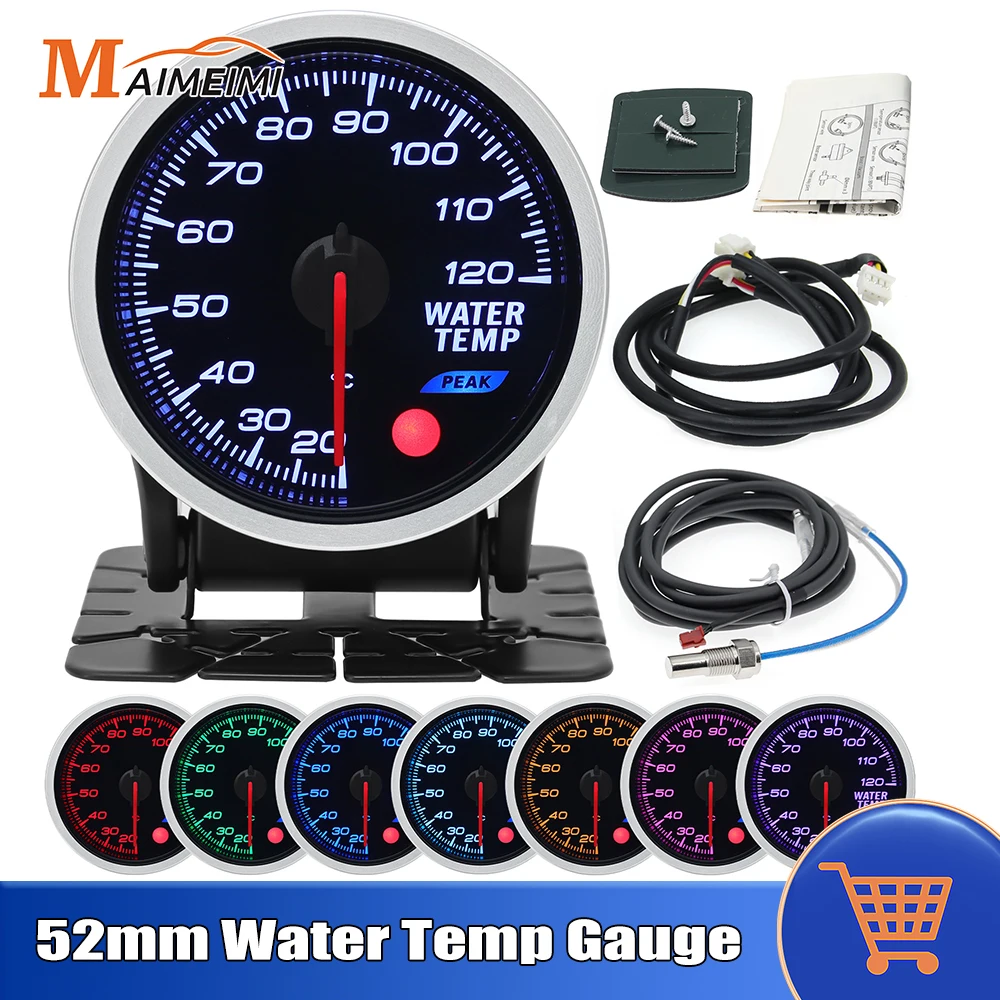 8 Colors Backlight 52mm Water Temp Tachometer With Sensor Volt Meter Fuel Press Boost BAR PSI EXT Oil Temp Air Fuel Ratio Gauge