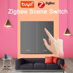 Tuya 6 Gang ZigBee Wireless 18 Scenario Smart Switch Push Button Controller APP Control Keyboard Scene Sticker Panel Smart life