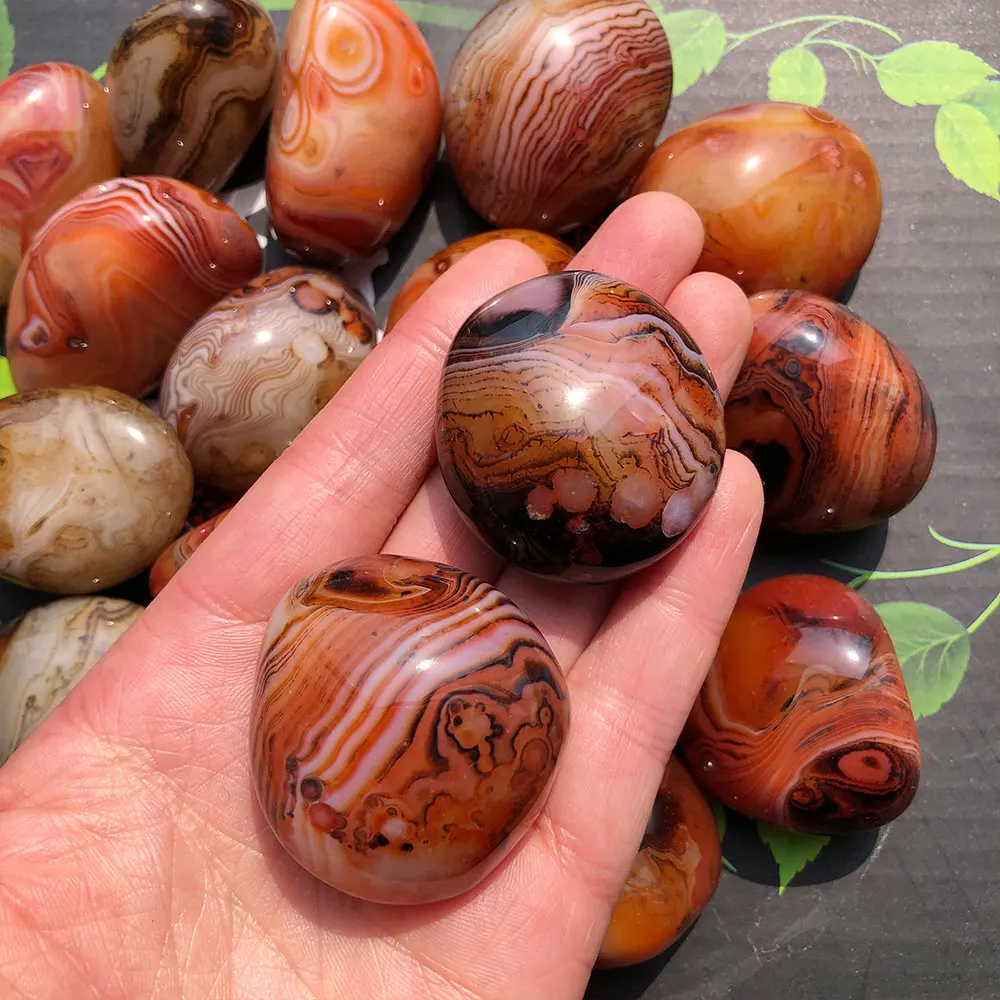 

1pc Natural Agate Stone Palmstone Crystals Healing Chakra Reiki Mineral Specimen Home Decor Garden Decoration Sardonyx Stripes