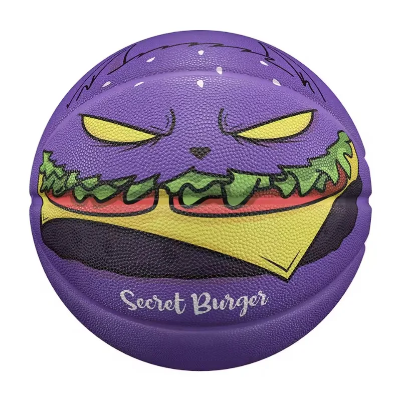 

Hamburger Basketball Official Size 7 International Standard Basketball with Pump Needle Net 3 Layers Outdoor Durable Ball