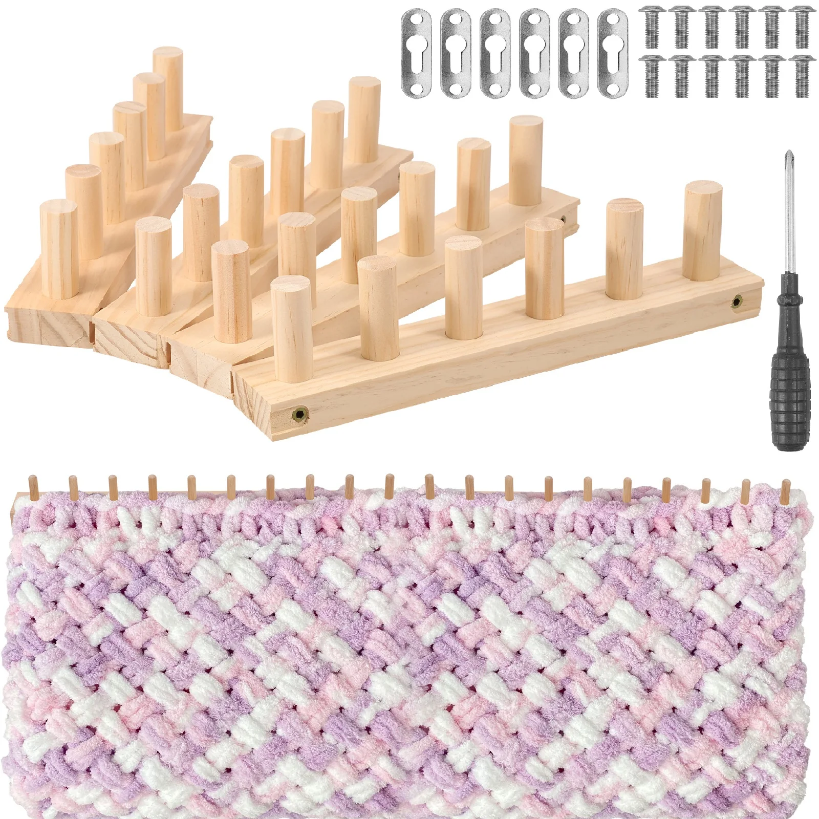 47/46 Zoll Garn Decke Loom Holz Lange Streifen Handgemachte Wolldecke Strickmaschine Einstellbare Größe DIY Kunsthandwerk Teppich Werkzeug