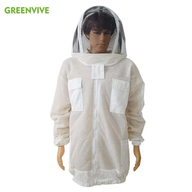 Professional  3 Layer Air-through Protective Clothing Anti Bee Suitwith Removable Veil Hood Hat Ventilated Beekeeping Jacket