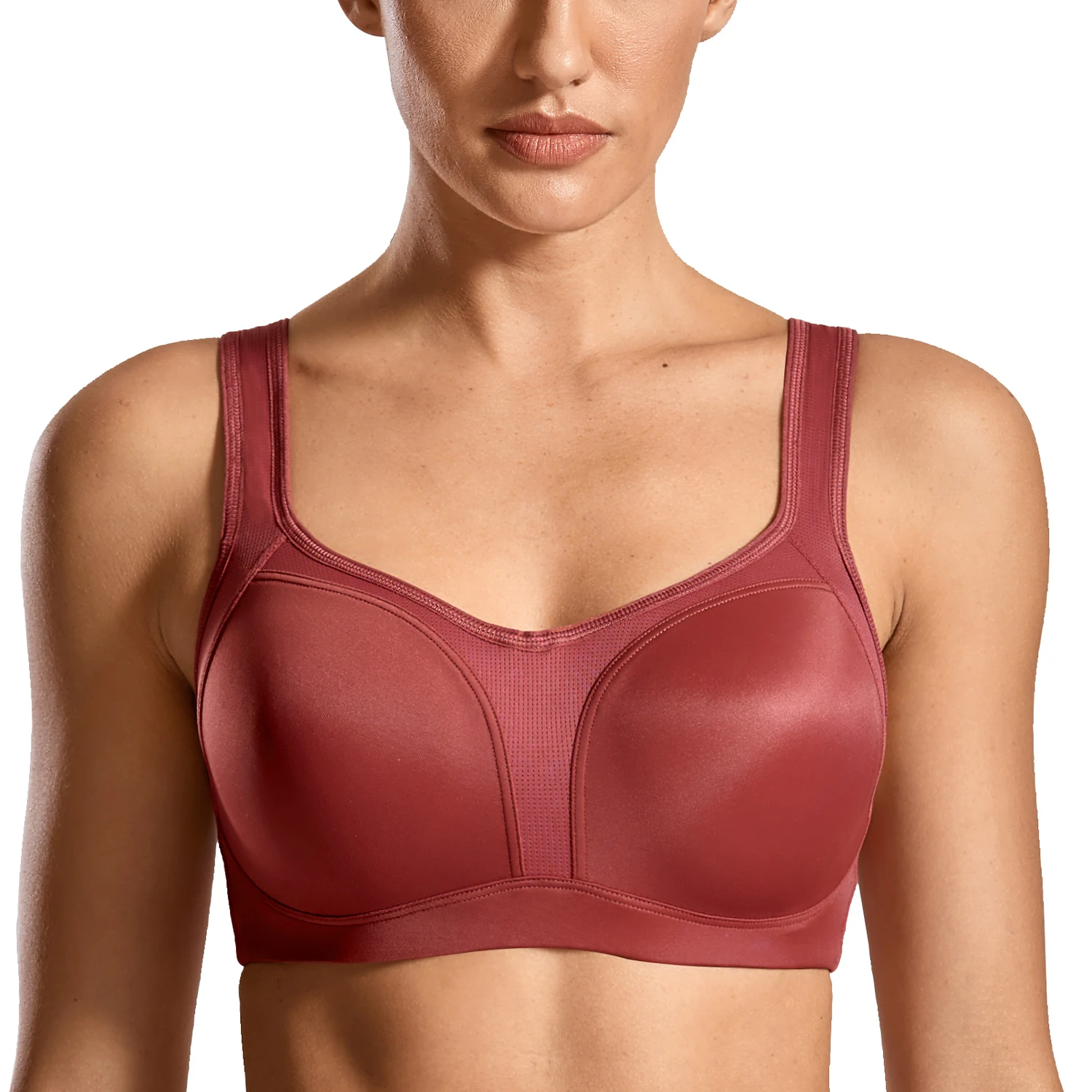 Sutiã esportivo de alto impacto racerback feminino suporte completo levemente alinhado underwire