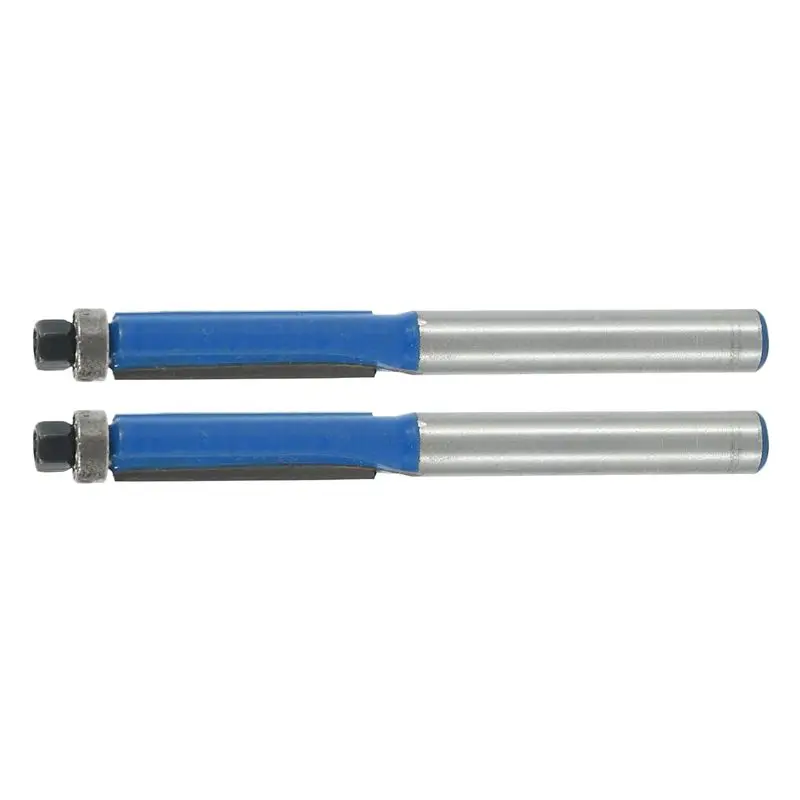 6Pcs 2.6 Inch Long 2 Edges Flush Trim Router Bit 1/4 Inch X 1/4 Inch For Carpenter-B51B