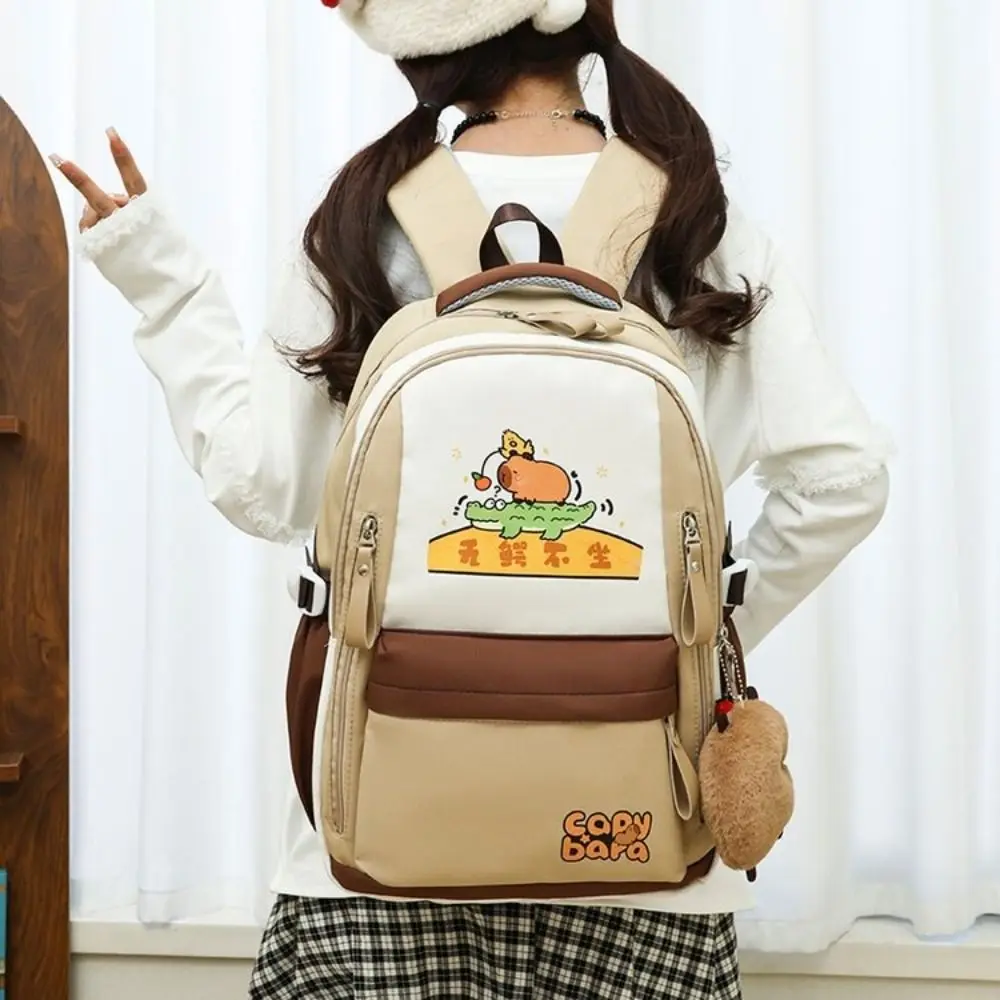 New Adjustable Strap Capybara Schoolbag Versatile Waterproof Shoulders Bag Large Capacity Shopping Bag