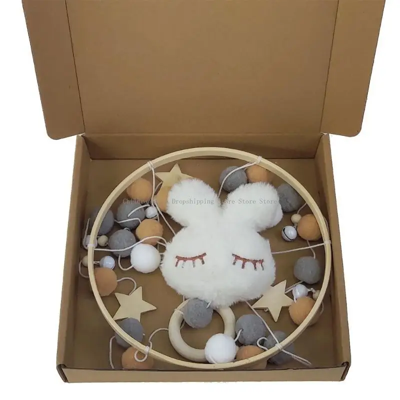 Bed Ornament Toy Wooden Hanging Rattle Crib Mobile Toy Baby Stroller Decoration