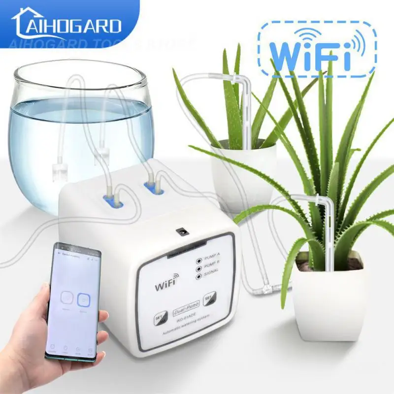 

Умное устройство для полива, двойной насос с таймером, автоматическая система капельного орошения, дистанционное управление через приложение, для садовых растений, цветов