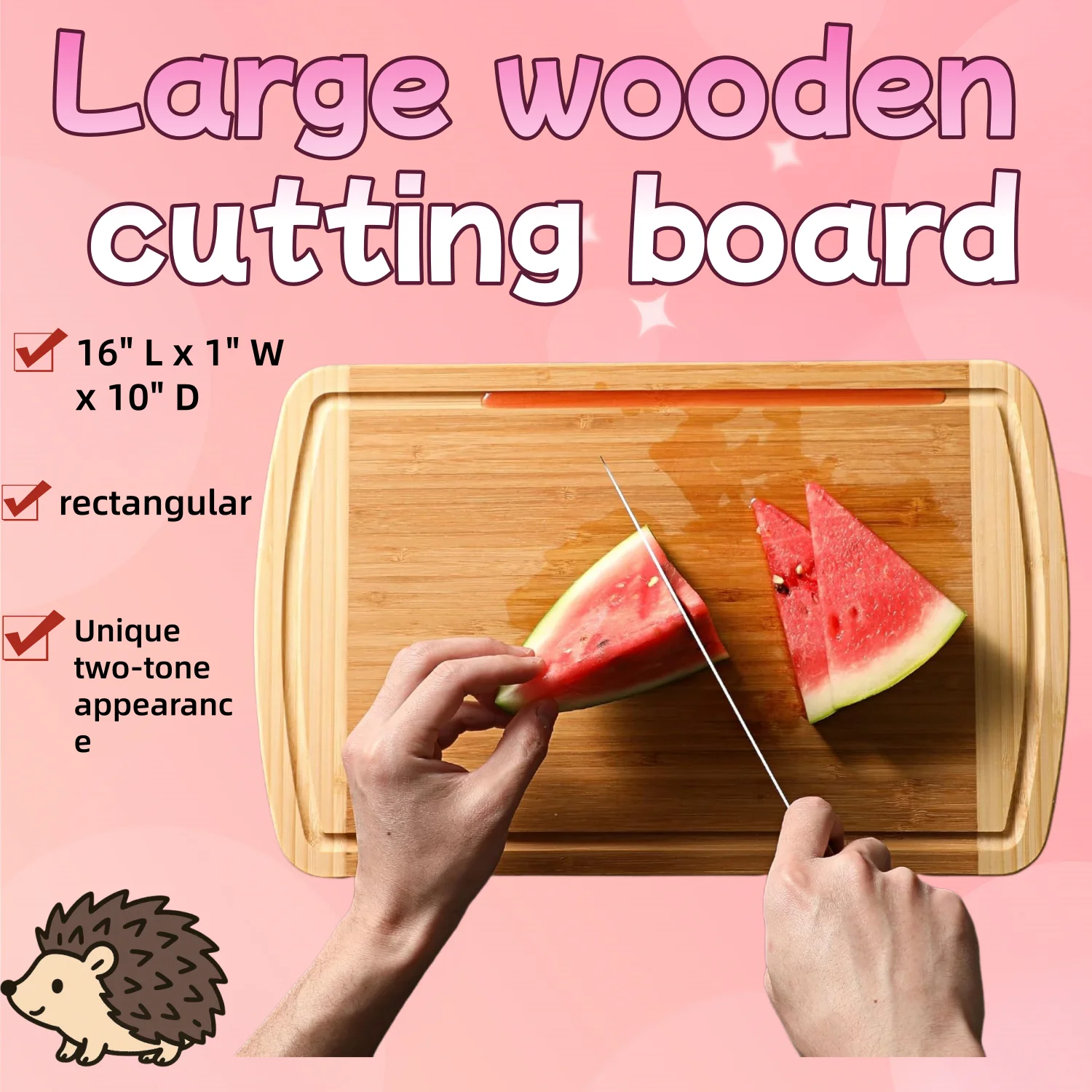 

Разделочная доска из органического бамбука с канавкой для сока, сервировочная доска для посуды 16x10 дюймов для приготовления на кухне и развлечения