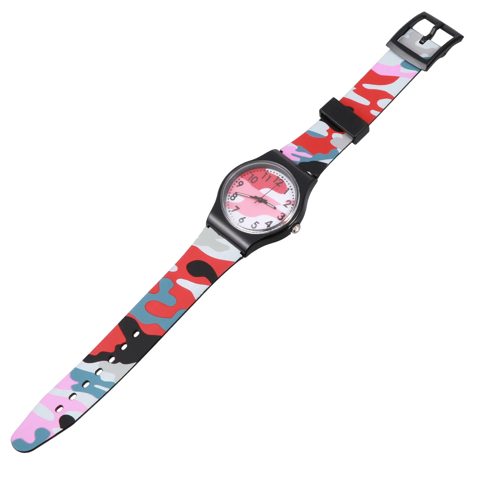 1 Uds. Reloj de camuflaje para niños, reloj de pulsera ligero de dibujos animados para viajes escolares, cómodo y duradero reloj para niños con banda de PVC