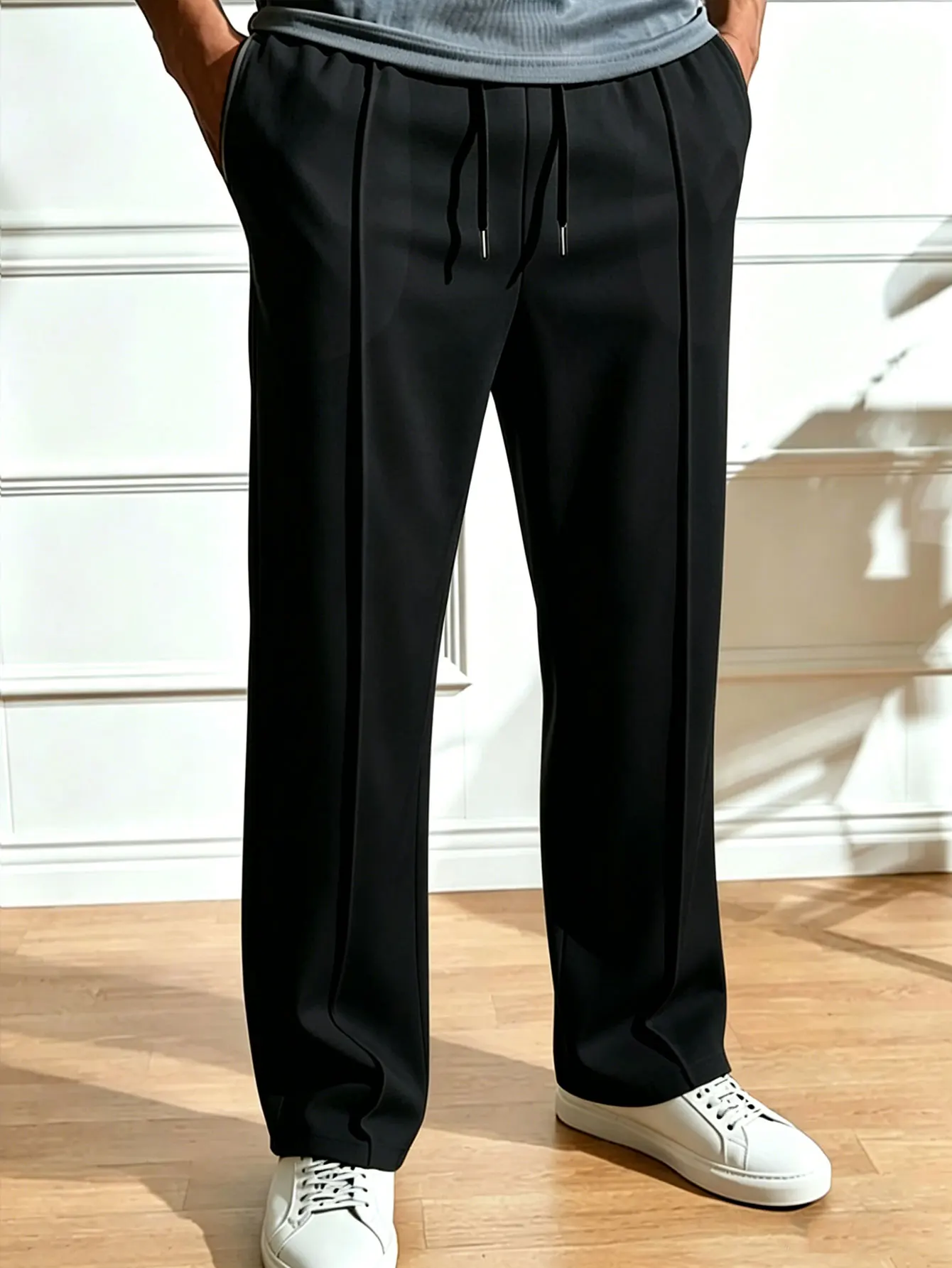 Herren Casual Cleanfit Leichte Business Minimalistische Anzug-Stil Sporthose Lose Jogginghose mit Kordelzug – Detail 26