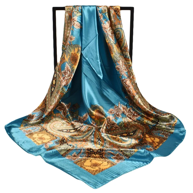 Spring New Versatile Cashew 90 Big Square Scarf Silk Scarf Wholesale Classic Vintage Print Scarf