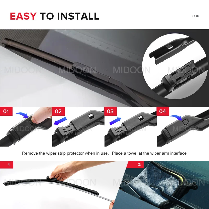 MIDOON Wiper Front & Rear Wiper Blades Set For VW Tiguan MK2 2017 2018 2019 2020 Windshield Windscreen Window 26\
