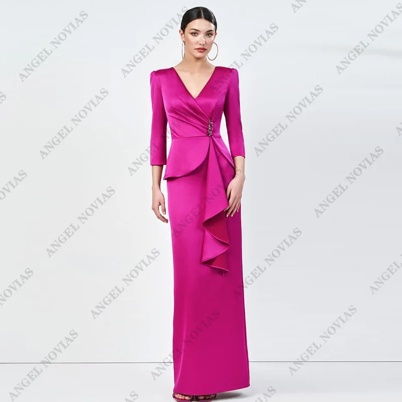 

Customized Long Fuchsia Mother of the Bride Dresses Evening Bridal Party derss robes invitée mariage