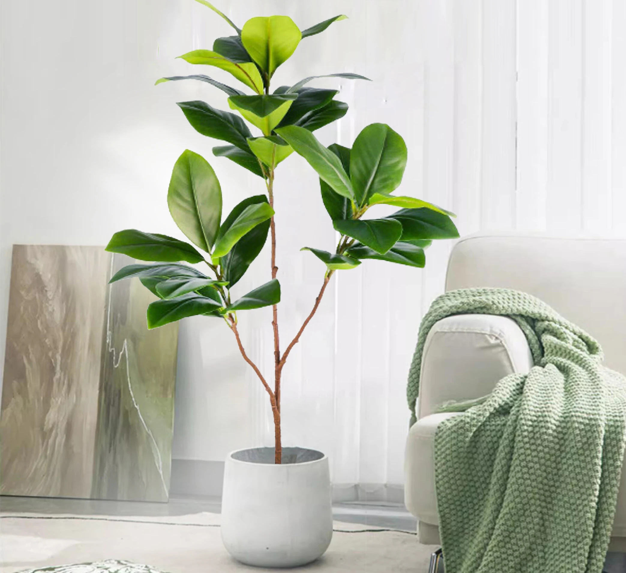 77–135 cm (53,1 Zoll) künstliche Geigenblätter, Ficus-Feigenpflanze für den Außenbereich, Hof, Garten, Balkon, Innenbereich, Heim- und Bürodekoration – Detail 11