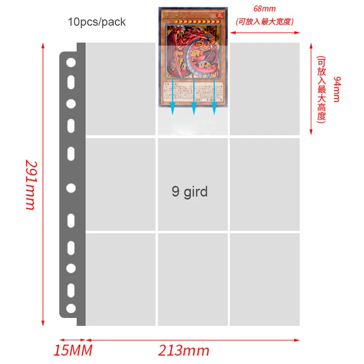 SKYSONIC 10 teile/satz A4 Binde PP Ärmeln Postkarten Tasche Guka 3/5 Zoll Album Sammeln Refill Tasche Organizer Schreibwaren Suppl