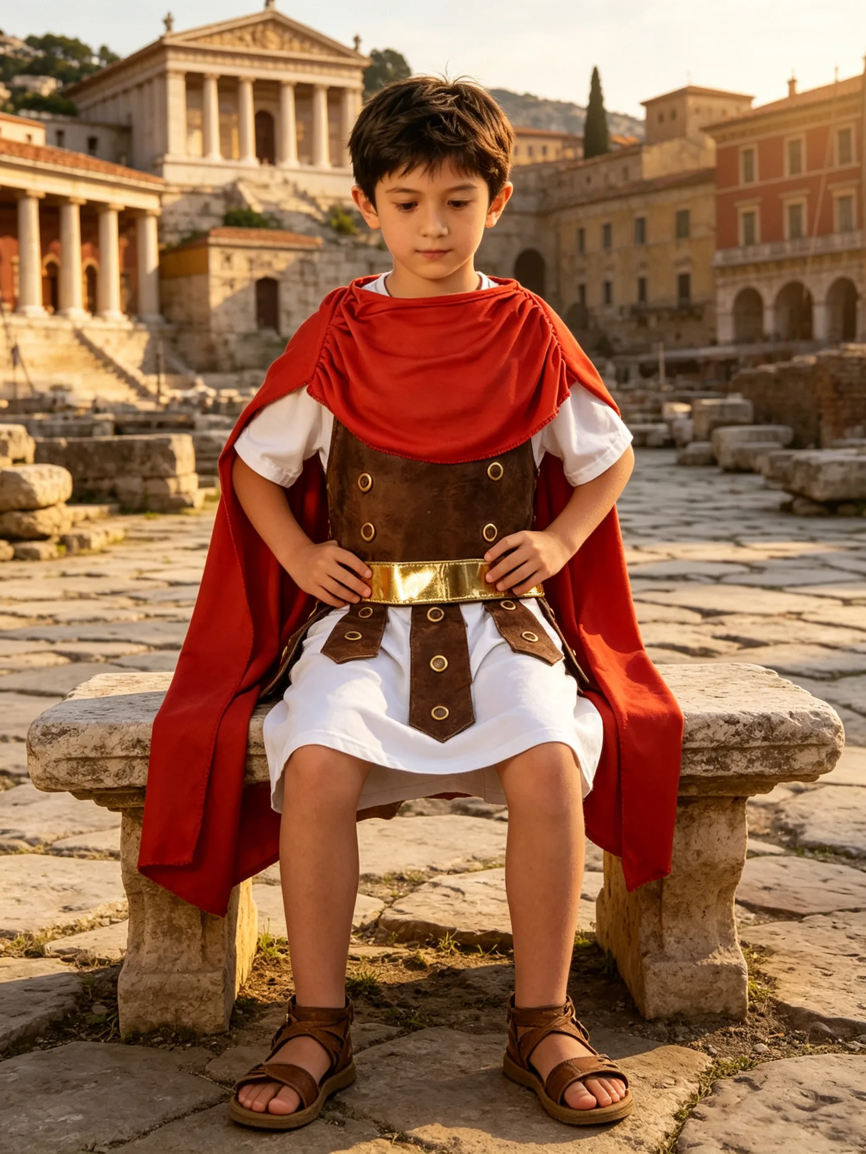 Conjunto de disfraz de guerrero romano para niños, traje de gladiador antiguo para Halloween, fiestas y juegos de rol