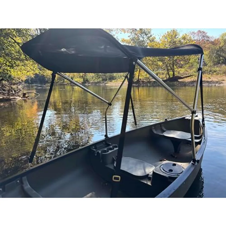 

Black Canoe/Kayak Sun Shade/Canopy Bimini Top - Perfect Umbrella for Kayaking Canoeing Fishing Awning to Block UV and Heat Rays