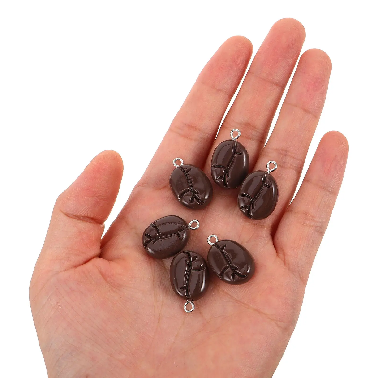 

40Pcs Resin Coffee Bean Charms Miniature Flatback Imitation Food Pendants for DIY Jewelry Craft Coffee Bean Keychains