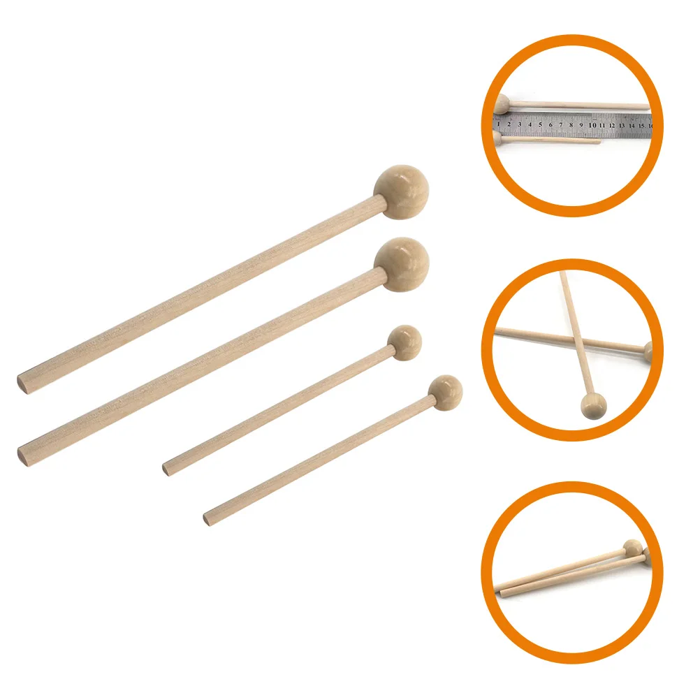 

2Pairs Round Head Wooden Drum Sticks Wood Handle Percussion Sticks Drum Mallets for Beginner Adult Practice Beginner Drumsticks