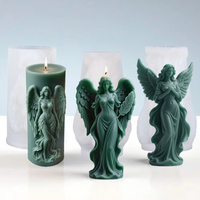 Wings Goddess Scented Silicone Candle Mould DIY Prayer Angel Sculpture Gypsum Resin Mold Women Candle Making Supplies Home Decor