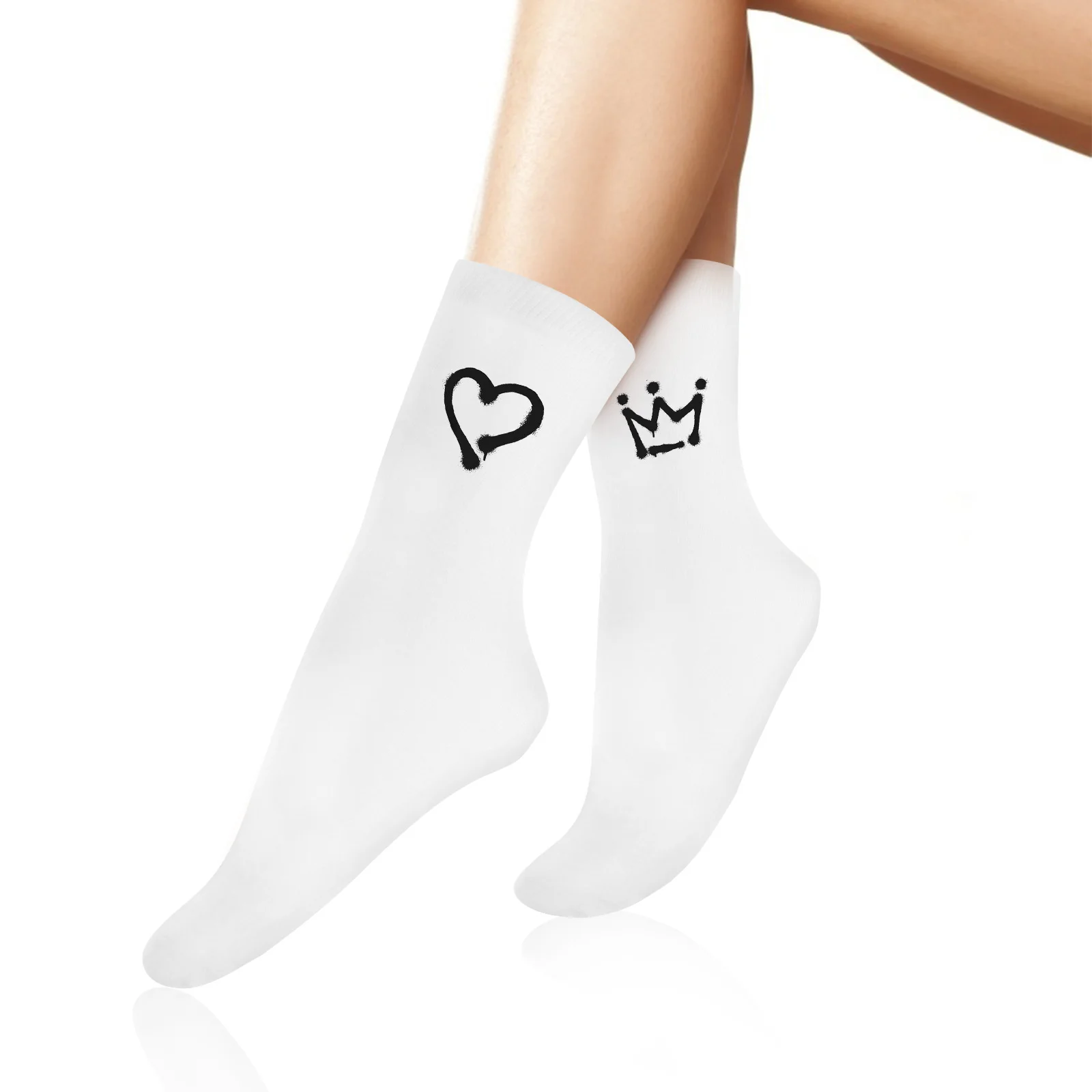 6 Pairs 40cm Blank White Socks Blanks Straight Tube Sublimation Double sided Printing Printable Heat Transfer Cotton Mens