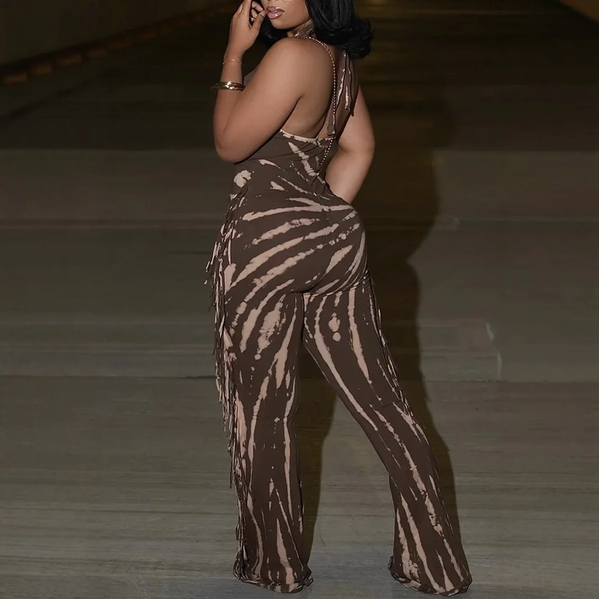 섹시 프린트 롬퍼 여성 슬림핏 점프수트 펜슬 발목 기장 팬츠 오버올 하이웨이스트 슬리브리스 여름 2025 스플라이스