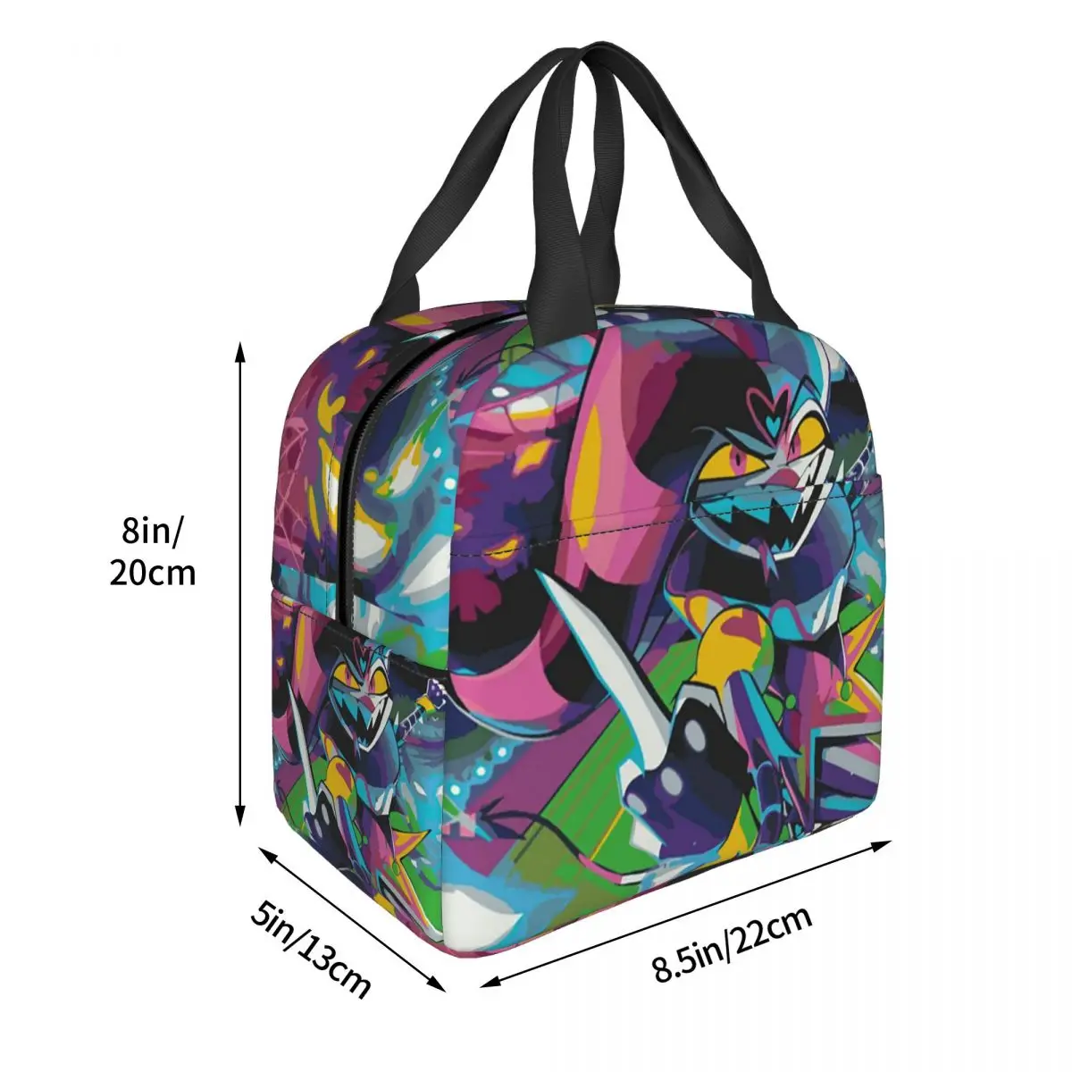 Anime Helluva Boss Fizzarolli Insulated Lunch Bag for Women Children Portable Food Boxes Thermal Lunch Box Tote