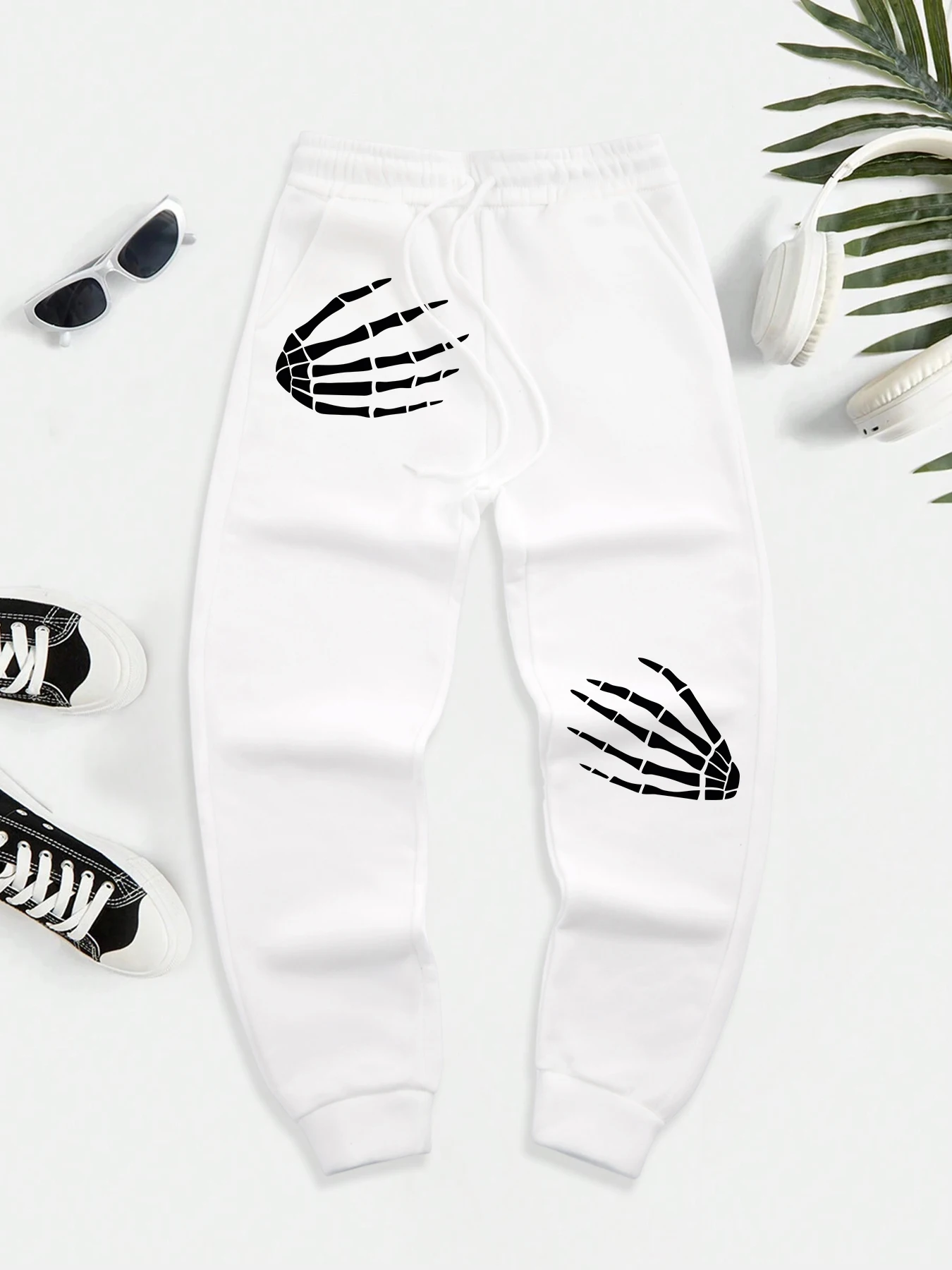 

Мужские модные длинные брюки Embrace Skeleton с ручным узором, теплые флисовые спортивные штаны для бега, 10-цветные брюки, спортивные брюки на шнурке