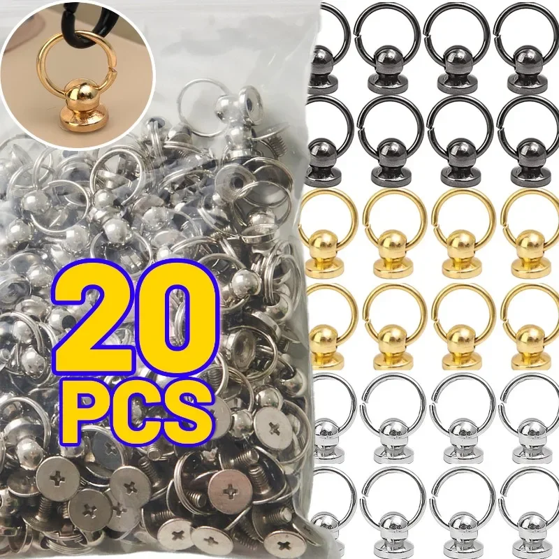 20Pcs Screwback Screw Rivet Stud for Leather Craft Phone Case Handbag Buckle Pull Ring Round Head Buckle Decoration Accessories