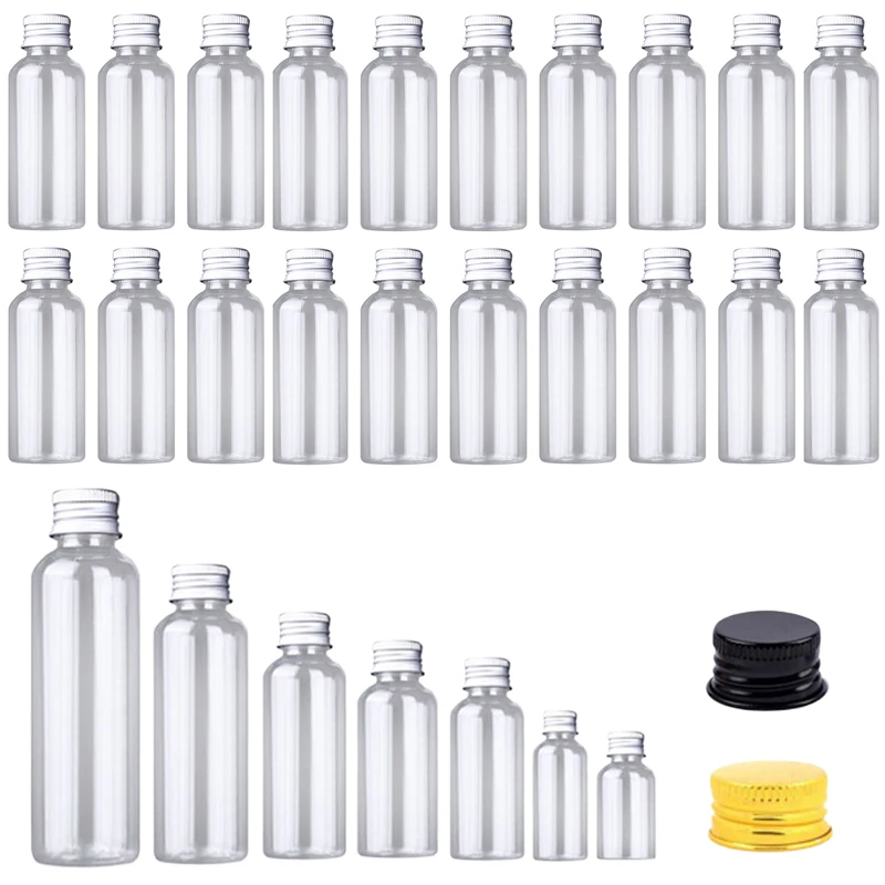 

10Pcs 5ml-250ml Reusable Plastic Bottles With Aluminum Screw Lids Portable Mini Sample Bottle Travel Cosmetic Water Containers