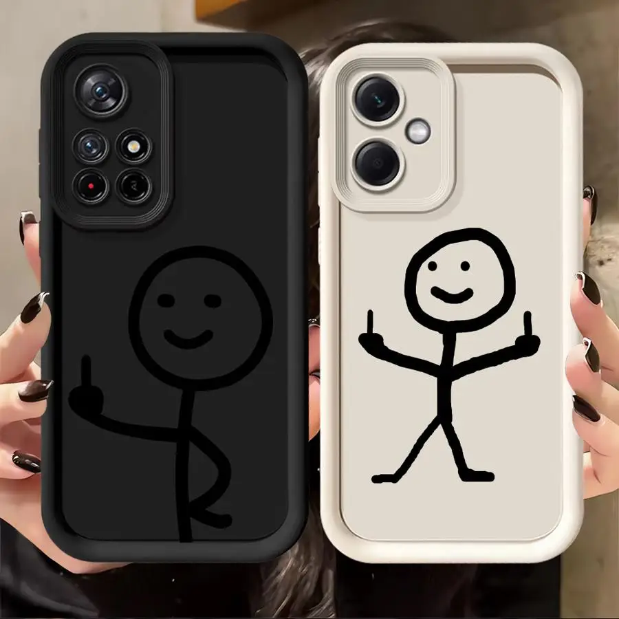 Case for Xiaomi Redmi Note 14 Pro Plus 12C Note 13 10 12 A1 A2 A3 A4 14C 12s 11 13C 11s Phone Cover Finger People Stickman