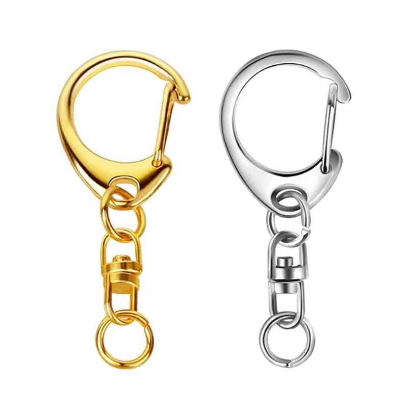 10 Pcs for Key Ring with Chain D Hook Split Keychain Metal for Key