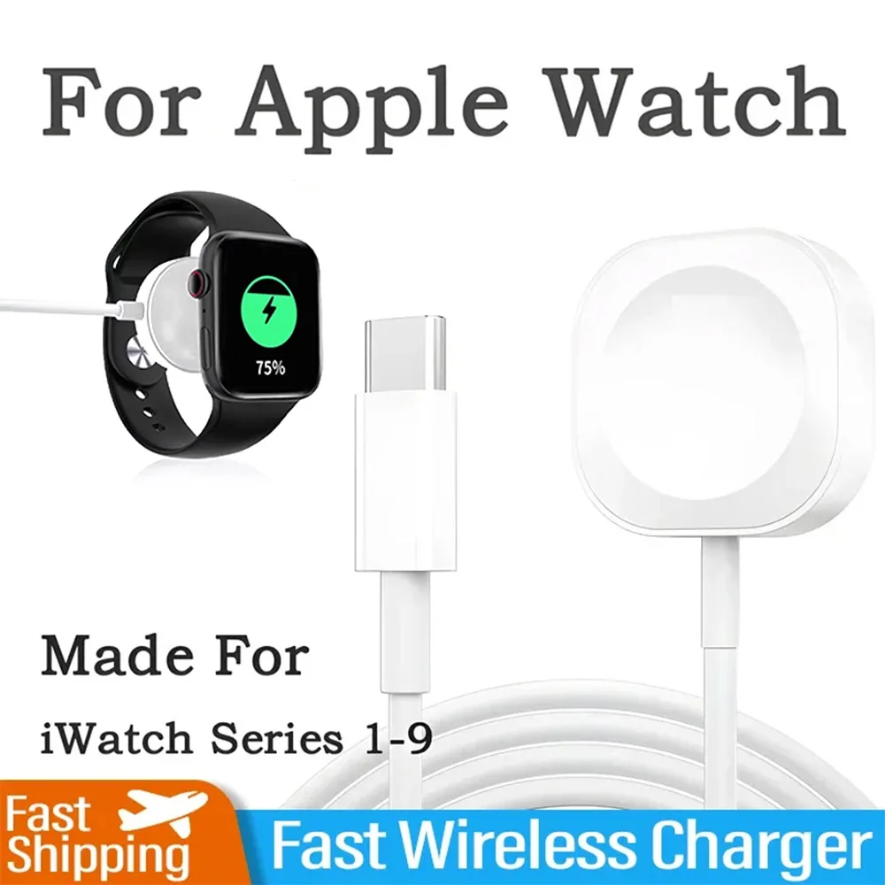 Für Apple Watch Serie 10/9/Ultra 2/8/7/6/5/4/3/2/SE/1 USB Ladegerät Smartwatch Zubehör Schnell Ladegerät Ersatz Ladegerät 3,3 ft