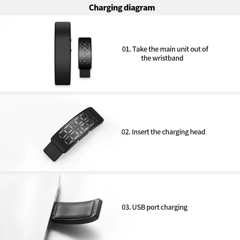 IP65 Waterproof Sports LED T5 Smart Multifunctional Wristband Fitness Bracelet Activity Sleep Tracker Smart Watch Pedometer