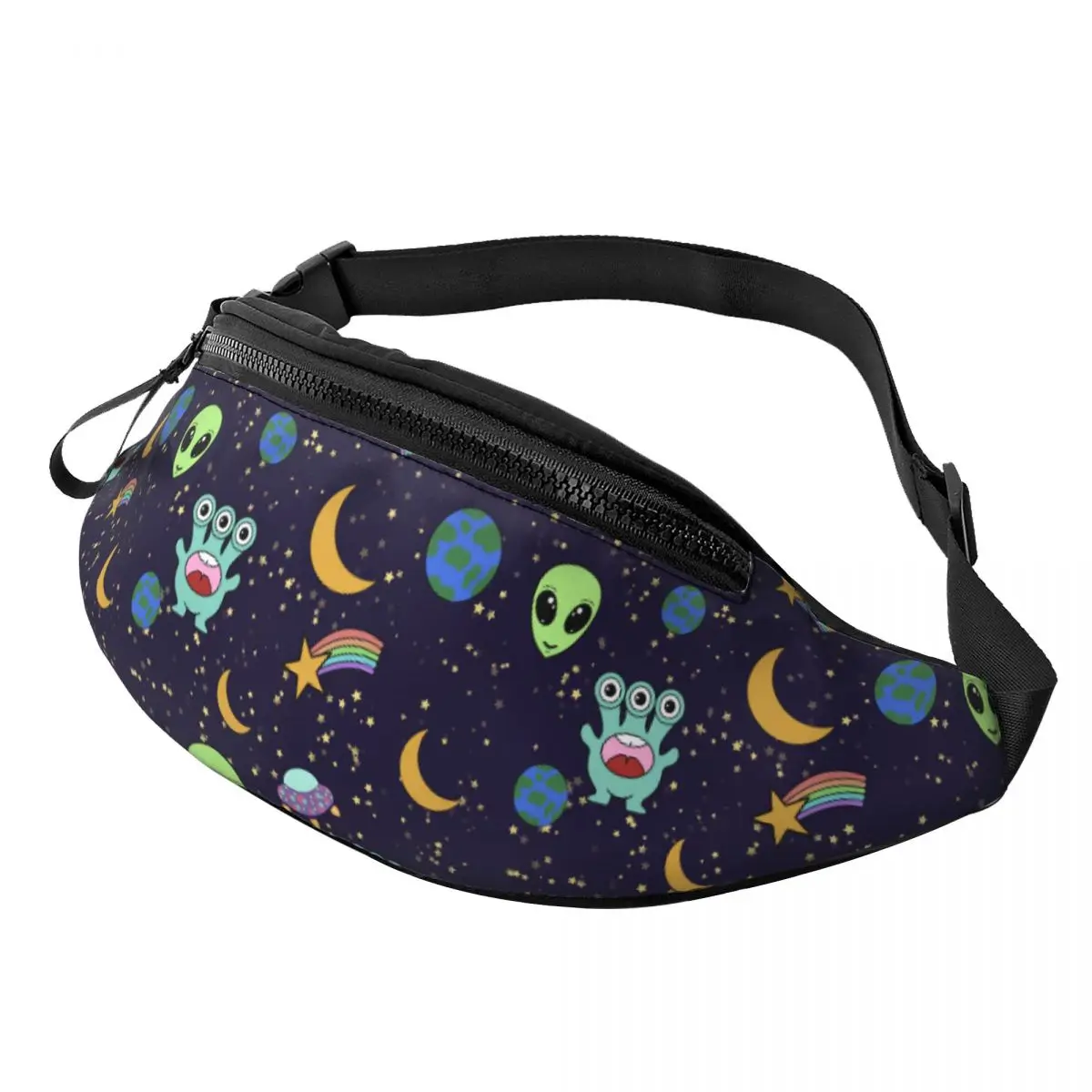 Lovable Alien Fanny Pack Men Women Casual Cartoon Crossbody Waist Bag for Travel Cycling Phone Money Pouch