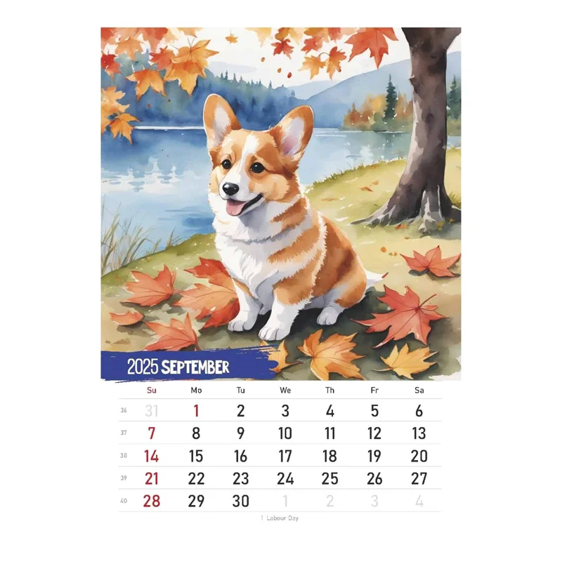 Welpen-Wandkalender 2025, Hundekalender, Wandkalender, niedlicher Corgi-Jährlicher Jahresplaner, 12-Monats-Kalenderplaner zum Organisieren