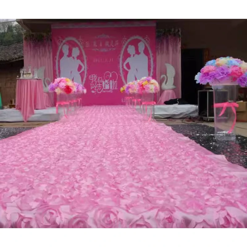 

Romantic 3D Rose Petal Aisle Runner Carpet for Wedding Backdrop Centerpiece Party Valentine's Day Decorations