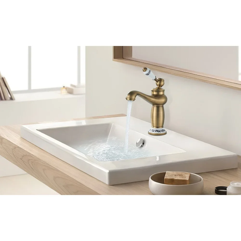 

Anti-Splash Spout Brass Tap 16.5*11.5*19cm Anti Splash Spout Faucet Connector Chip Spool Valve Easy Installation