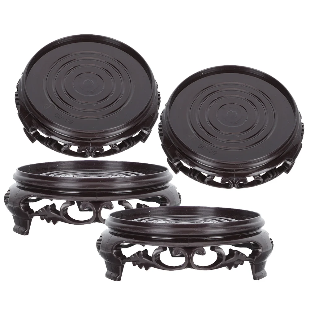 4pcs Plastic Potted Plant Riser Flowerpot Base For Indoor Garden Vase Statue Craft Display Stand Black Plant Stand Home Decor